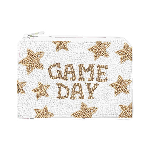 Gold & White Game Day Star Beaded Coin Purse