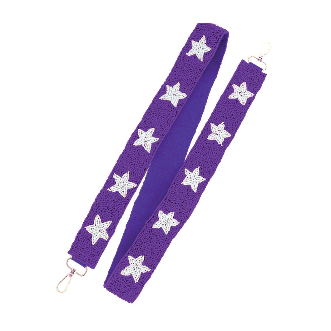 Purple Star Beaded Purse Strap