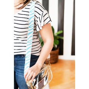 Light Blue Tiger Stripe Beaded Purse Strap