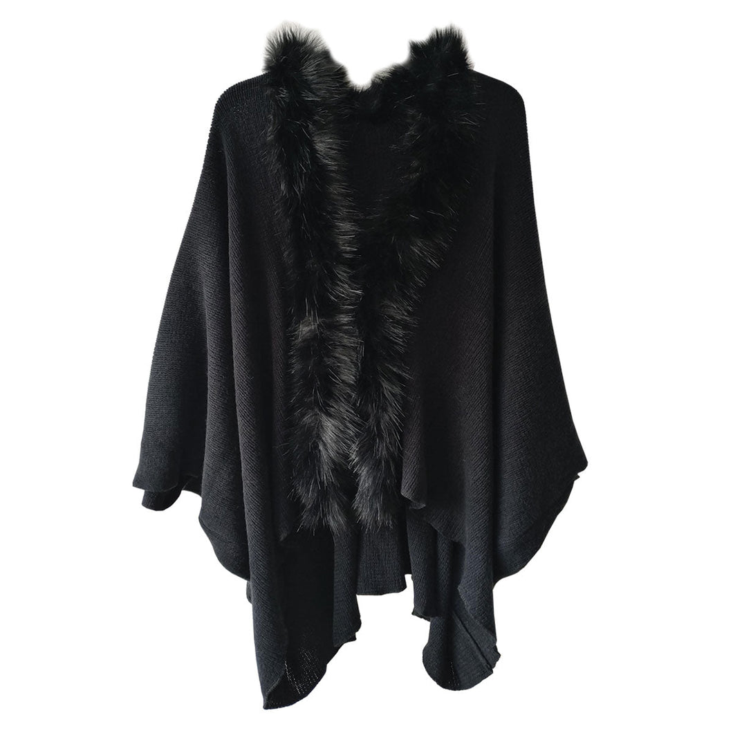 Black Faux Fur Pippa Shawl