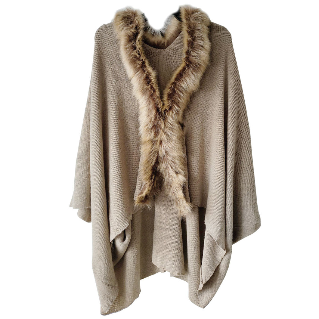 Tan Faux Fur Pippa Shawl