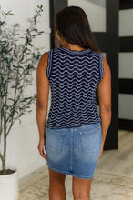 Load image into Gallery viewer, Own the Chill Wavy Striped Top in Navy