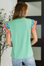 Load image into Gallery viewer, Petals &amp; Poise Floral Flutter Sleeve Top in Green