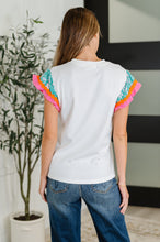 Load image into Gallery viewer, Petals &amp; Poise Floral Flutter Sleeve Top in White