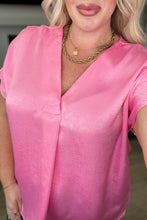 Load image into Gallery viewer, Pleat Front V-Neck Top in Pink Cosmos