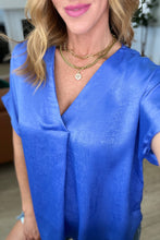 Load image into Gallery viewer, Pleat Front V-Neck Top in Royal Blue