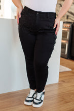 Load image into Gallery viewer, Reese Rhinestone Slim Fit Jeans in Black