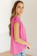 Load image into Gallery viewer, Ruched Cap Sleeve Top in Magenta