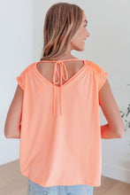 Load image into Gallery viewer, Ruched Cap Sleeve Top in Neon Orange