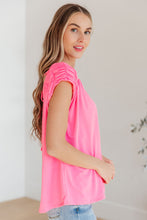 Load image into Gallery viewer, Ruched Cap Sleeve Top in Neon Pink