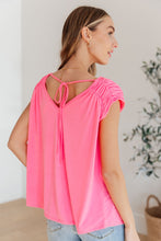 Load image into Gallery viewer, Ruched Cap Sleeve Top in Neon Pink