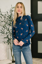 Load image into Gallery viewer, Something in the Air Lettuce Hem Longsleeve Top in Navy