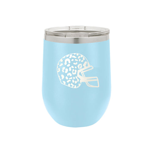 Light Blue Leopard Helmet 12oz Insulated Tumbler