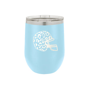 Light Blue Leopard Helmet 12oz Insulated Tumbler