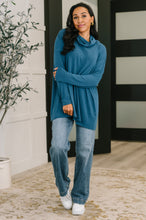 Load image into Gallery viewer, Travel Destination Cowl Neck Pullover in Dark Teal