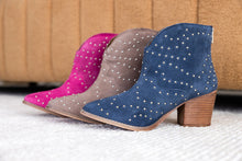 Load image into Gallery viewer, Twilight Studded Heeled Ankle Boot in Taupe