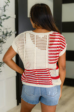 Load image into Gallery viewer, Vibes Don't Lie Net Tee Red Striped