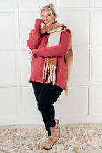 Load image into Gallery viewer, Wanderlust Wrap Oversized Plaid Fringe Scarf in Light Brown