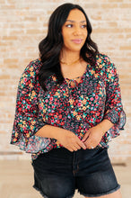 Load image into Gallery viewer, Willow Bell Sleeve Top in Black Multi Ditsy Floral