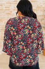 Load image into Gallery viewer, Willow Bell Sleeve Top in Black Multi Ditsy Floral