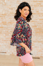 Load image into Gallery viewer, Willow Bell Sleeve Top in Black Multi Ditsy Floral