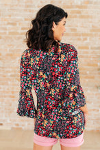 Load image into Gallery viewer, Willow Bell Sleeve Top in Black Multi Ditsy Floral