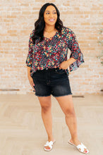 Load image into Gallery viewer, Willow Bell Sleeve Top in Black Multi Ditsy Floral