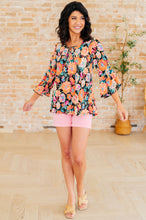 Load image into Gallery viewer, Willow Bell Sleeve Top in Black and Persimmon Floral