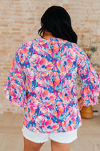 Load image into Gallery viewer, Willow Bell Sleeve Top in Royal Brushed Floral