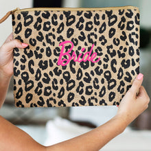 Load image into Gallery viewer, Hot Pink Bride Leopard Burlap Zip Pouch