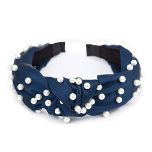 Navy Paige Satin Headband