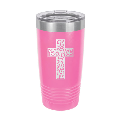 Leopard Cross Pink 20oz Insulated Tumbler