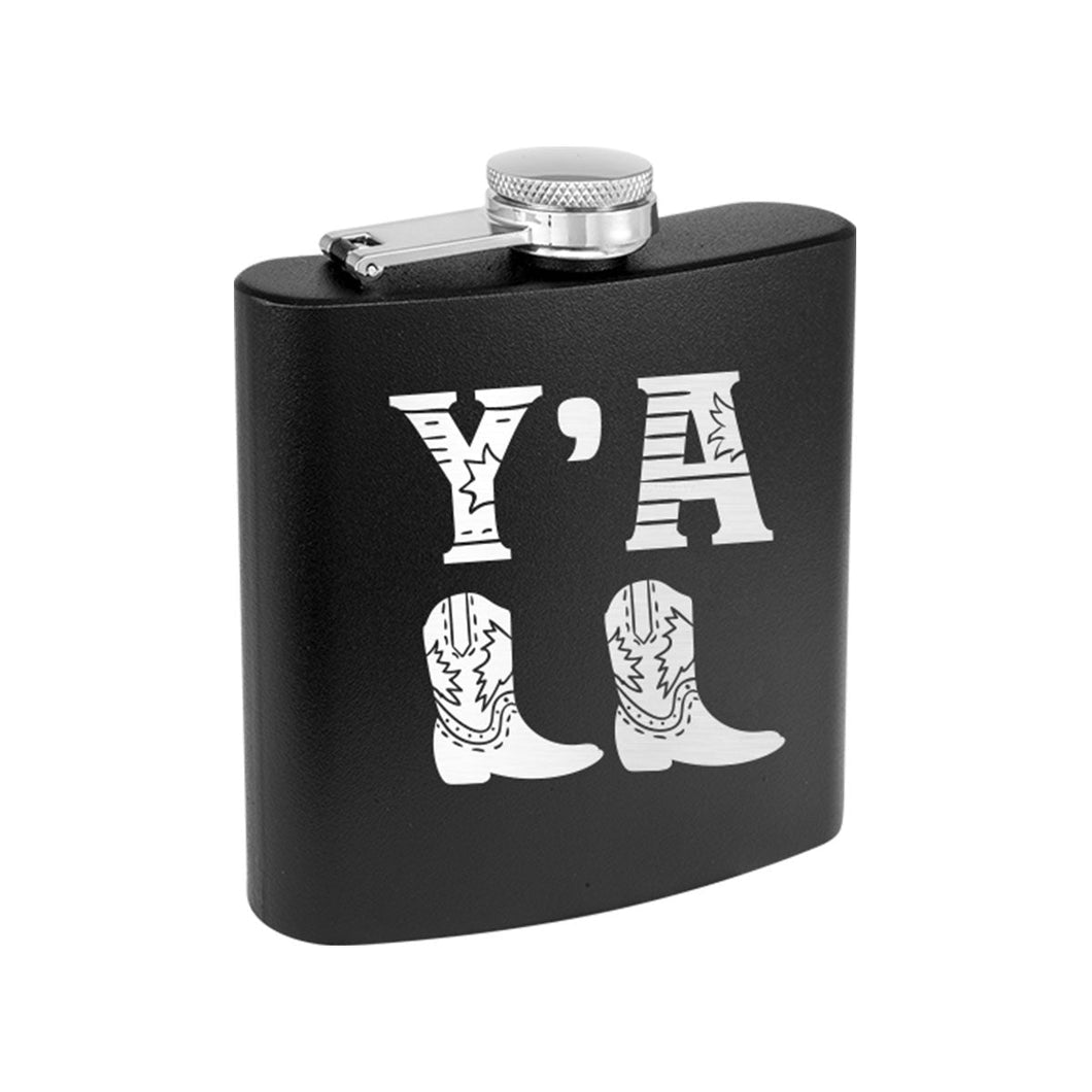 Y'all Black 6oz Flask