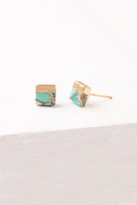 Lorena Square Turquoise Stud Earrings