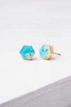 Load image into Gallery viewer, Natalie Turquoise Hexagon Stud Earrings