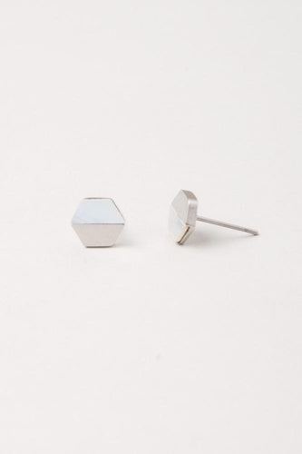 Dorothy Hexagon Shell Stud Earrings