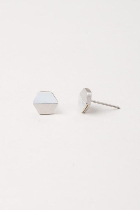 Dorothy Hexagon Shell Stud Earrings