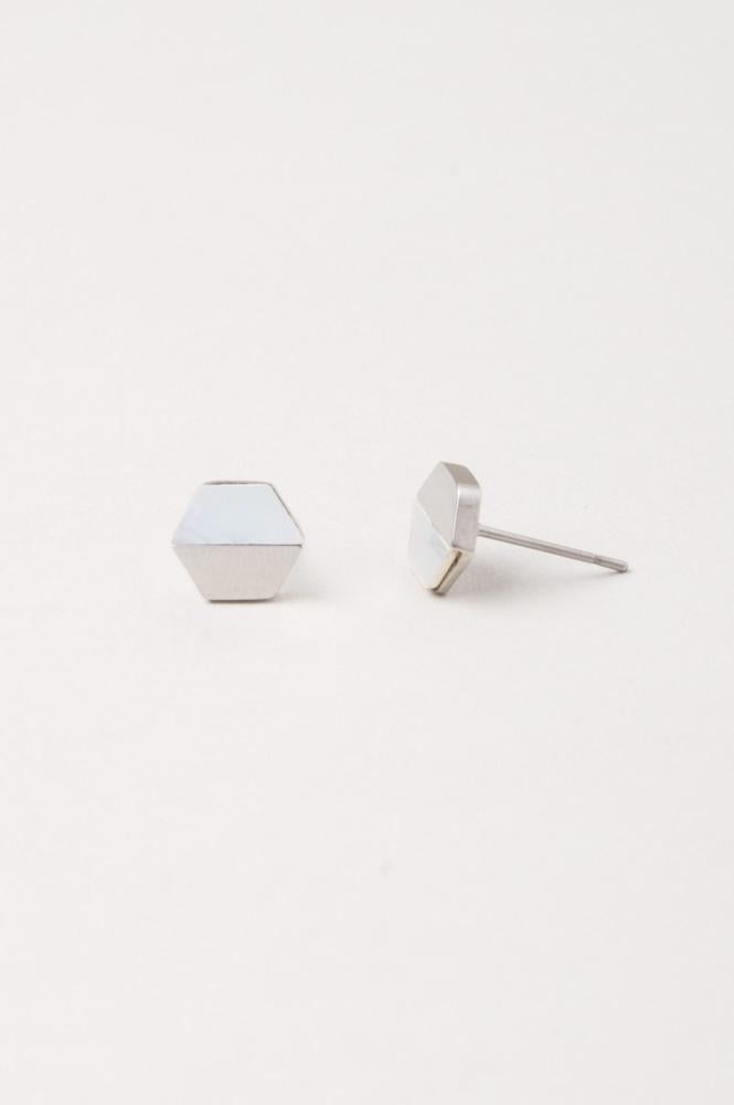 Dorothy Hexagon Shell Stud Earrings