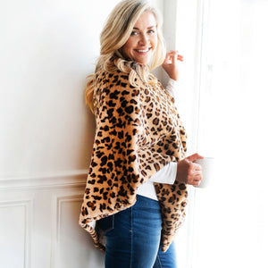 Leopard Faux Fur Poncho