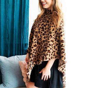 Leopard Faux Fur Poncho