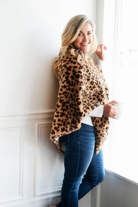 Leopard Faux Fur Poncho