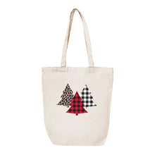 Load image into Gallery viewer, Buffalo Check &amp; Leopard Tree Canvas Tote