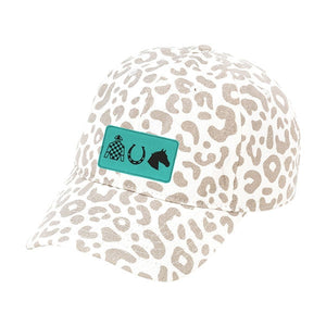 Teal Derby Patch Natural Leopard Cap