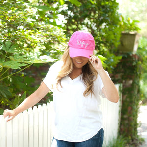 Hot Pink Wifey Cap in White Thread