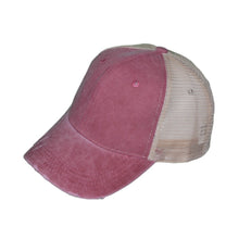 Load image into Gallery viewer, Worn Burgundy Mesh Trucker Cap