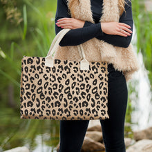 Load image into Gallery viewer, Leopard Burlap Tote Bag