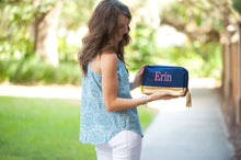 Load image into Gallery viewer, Navy Cabana Cosmetic Bag