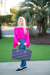 Navy Stripe Travel Bag