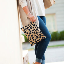 Load image into Gallery viewer, Leopard Burlap Zip Pouch