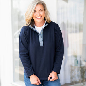 Navy Check Savanah Pullover